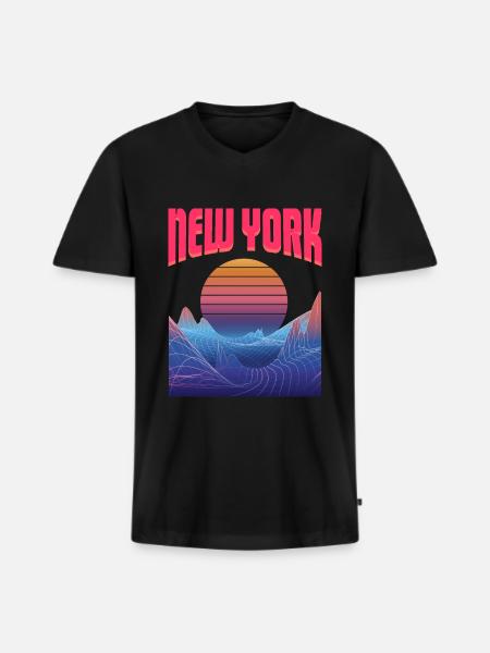 New York - Men's Premium Organic T-shirt with V-neck - black
