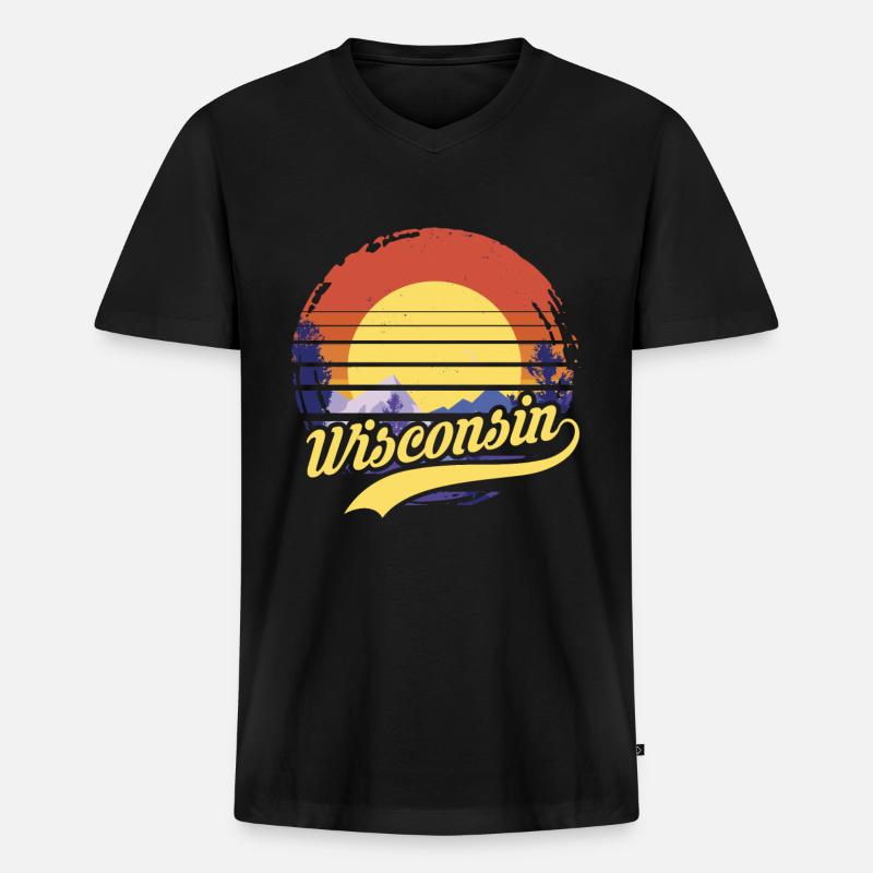 Wisconsin - Männer Premium Bio T-Shirt mit V-Ausschnitt - Schwarz