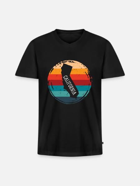 California - Men's Premium Organic T-shirt with V-neck - black