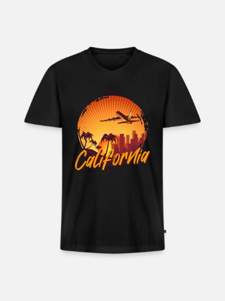 California - Men's Premium Organic T-shirt with V-neck - black