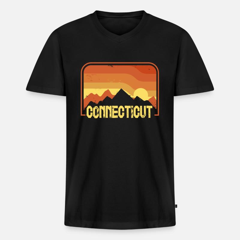 connecticut - Männer Premium Bio T-Shirt mit V-Ausschnitt - Schwarz