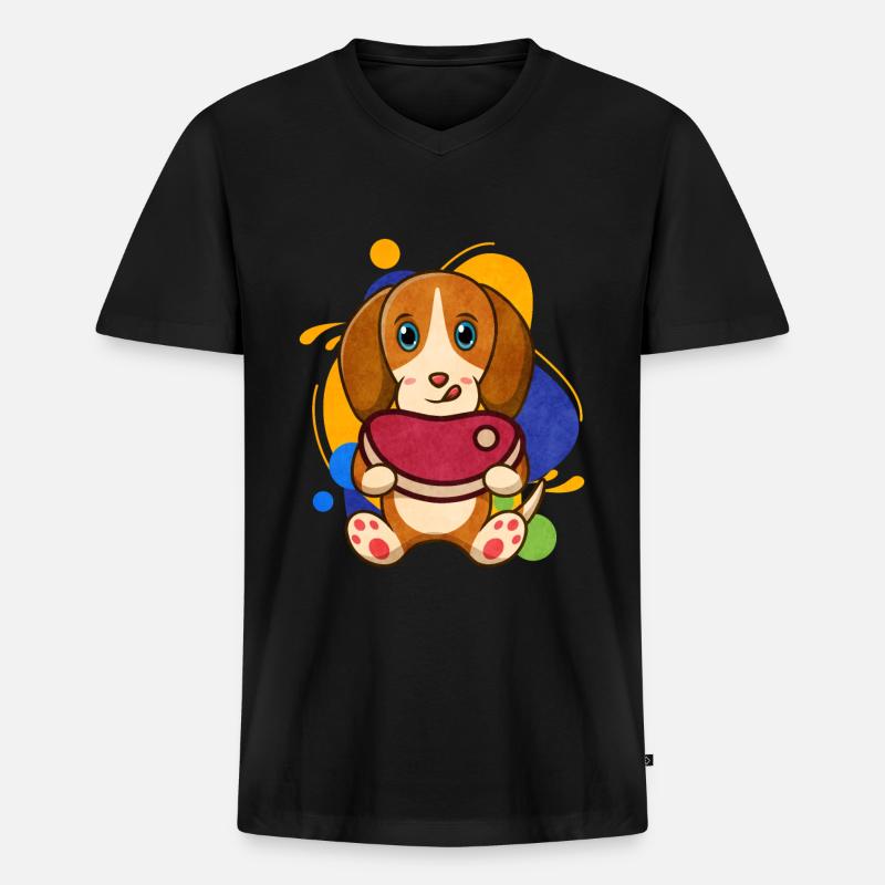Steak - Männer Premium Bio T-Shirt mit V-Ausschnitt - Schwarz