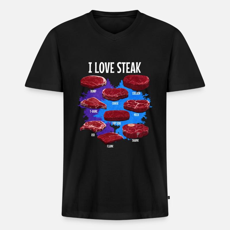 Steak - Männer Premium Bio T-Shirt mit V-Ausschnitt - Schwarz