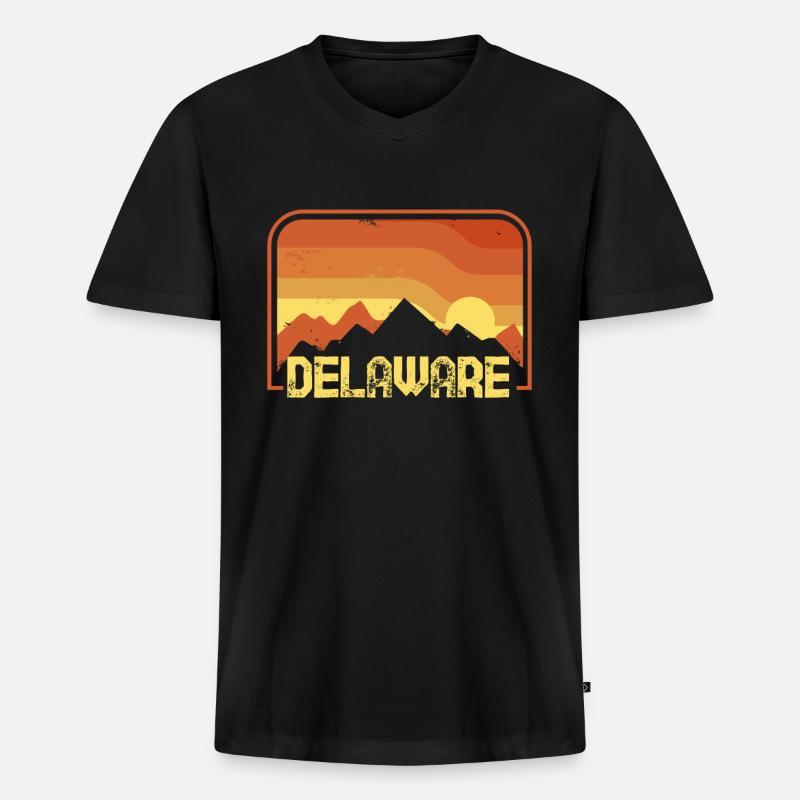 delaware - Männer Premium Bio T-Shirt mit V-Ausschnitt - Schwarz