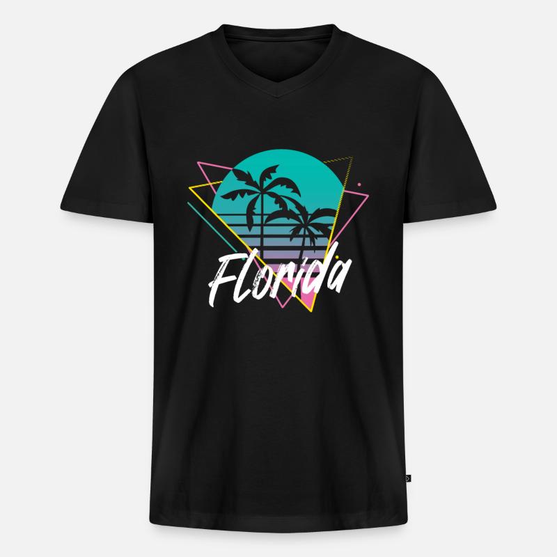 florida - Männer Premium Bio T-Shirt mit V-Ausschnitt - Schwarz