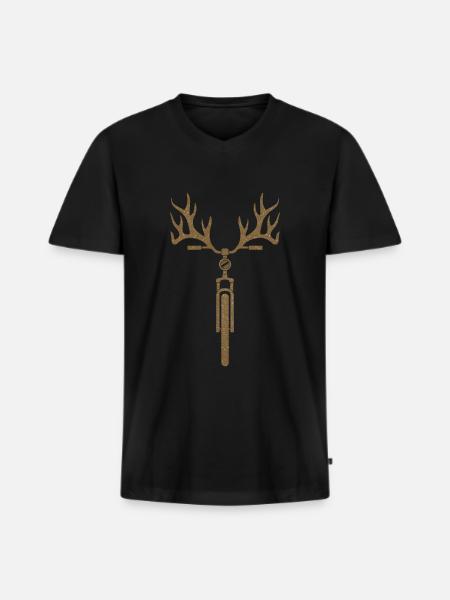 Bicycle deer - Men's Premium Organic T-shirt with V-neck - black