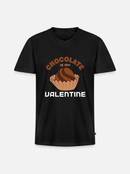 Chocolate Is my Valentine - Men's Premium Organic T-shirt with V-neck - black