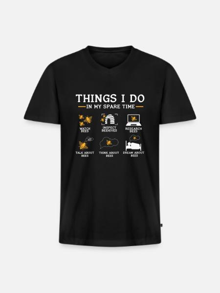 Abeilles - T-shirt encolure en V Premium bio Homme - noir