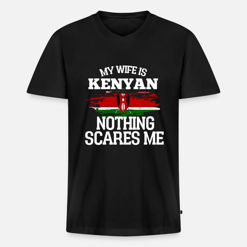 Kenia - Männer Premium Bio T-Shirt mit V-Ausschnitt - Schwarz