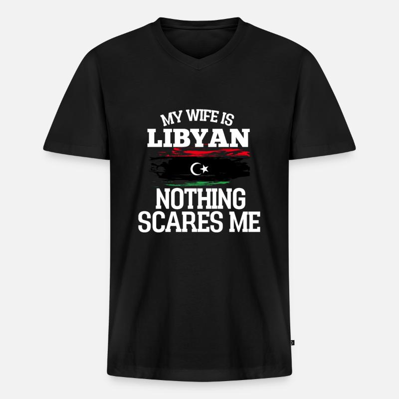 Libia Ehefrau - Männer Premium Bio T-Shirt mit V-Ausschnitt - Schwarz