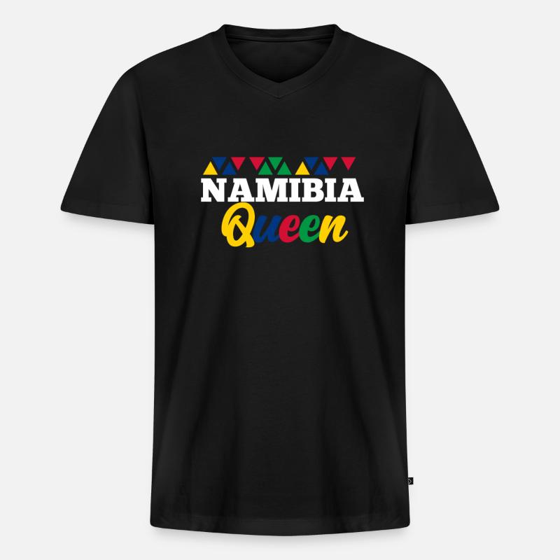 Namibia - Männer Premium Bio T-Shirt mit V-Ausschnitt - Schwarz