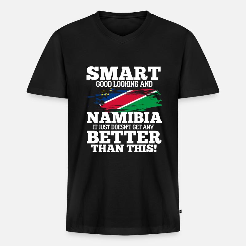 Namibia - Männer Premium Bio T-Shirt mit V-Ausschnitt - Schwarz