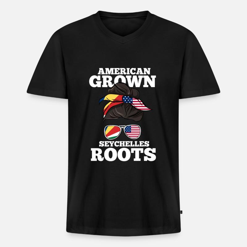 Seychellen - Männer Premium Bio T-Shirt mit V-Ausschnitt - Schwarz