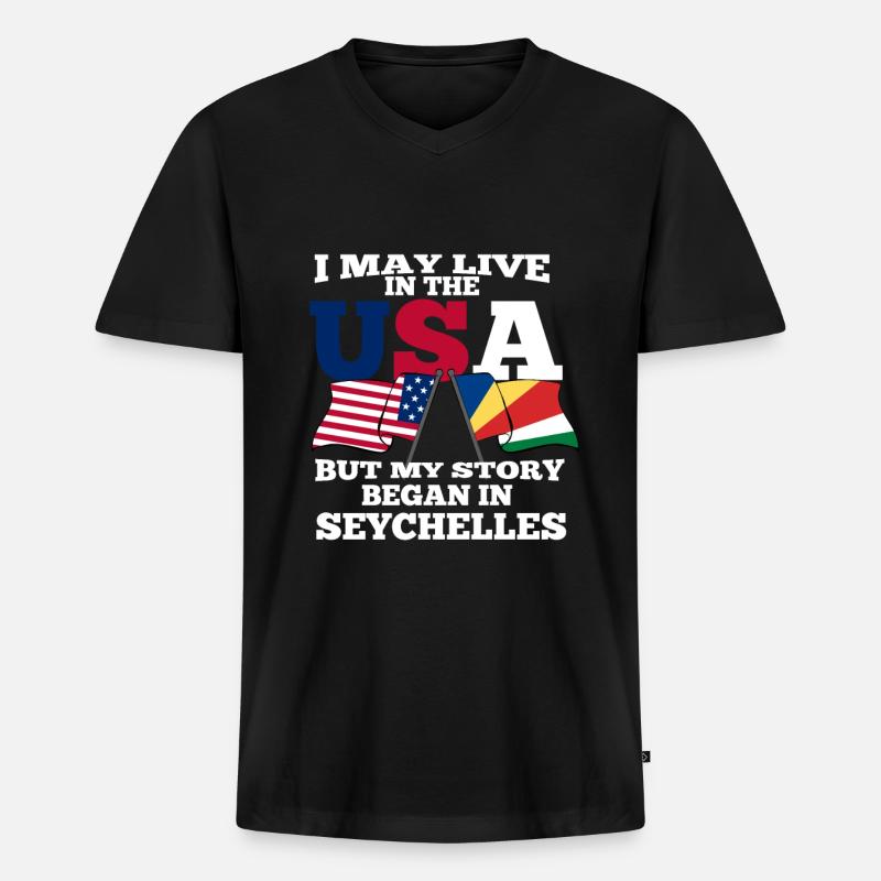 Seychellen - Männer Premium Bio T-Shirt mit V-Ausschnitt - Schwarz