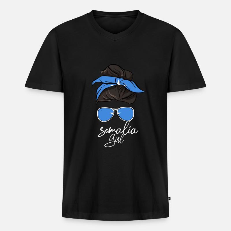 Somalia - Männer Premium Bio T-Shirt mit V-Ausschnitt - Schwarz