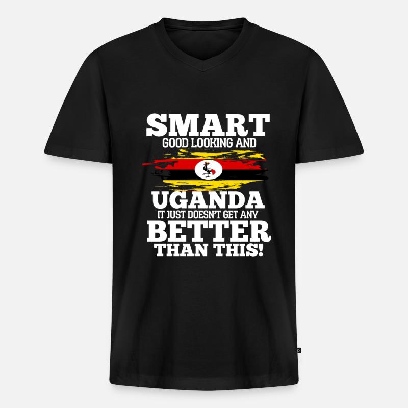 Uganda - Männer Premium Bio T-Shirt mit V-Ausschnitt - Schwarz
