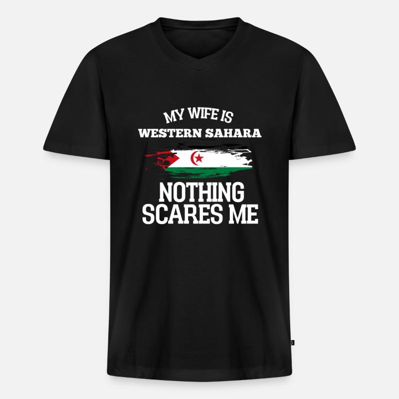 Westsahara - Männer Premium Bio T-Shirt mit V-Ausschnitt - Schwarz