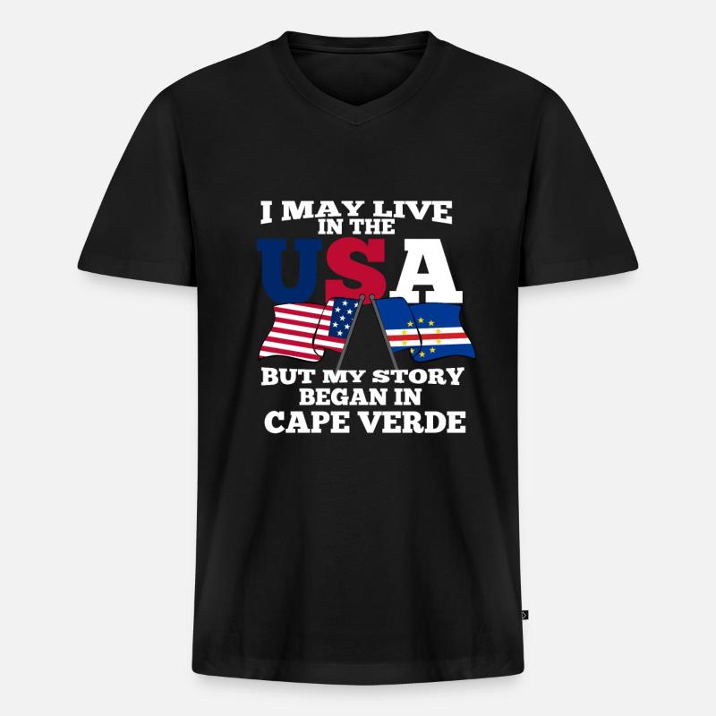 Cape Verde - Männer Premium Bio T-Shirt mit V-Ausschnitt - Schwarz