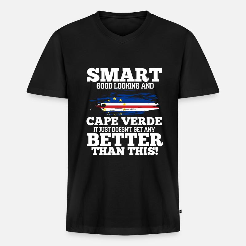 Cape Verde - Männer Premium Bio T-Shirt mit V-Ausschnitt - Schwarz