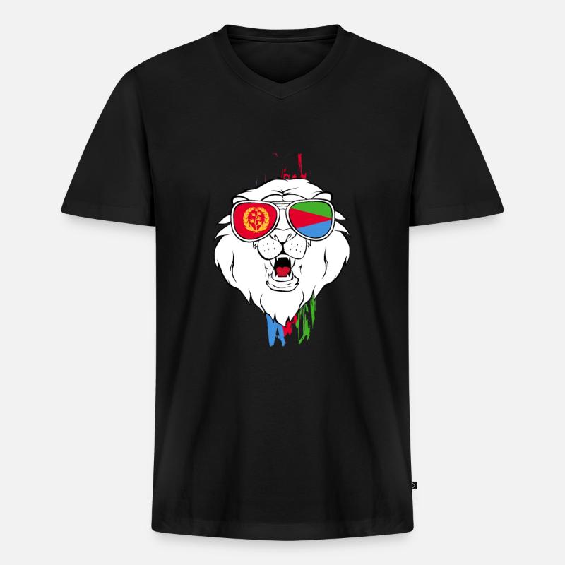 Eritrea - Männer Premium Bio T-Shirt mit V-Ausschnitt - Schwarz