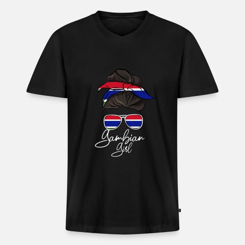 Gambia - Männer Premium Bio T-Shirt mit V-Ausschnitt - Schwarz