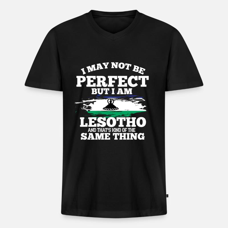 Lesotho - Männer Premium Bio T-Shirt mit V-Ausschnitt - Schwarz