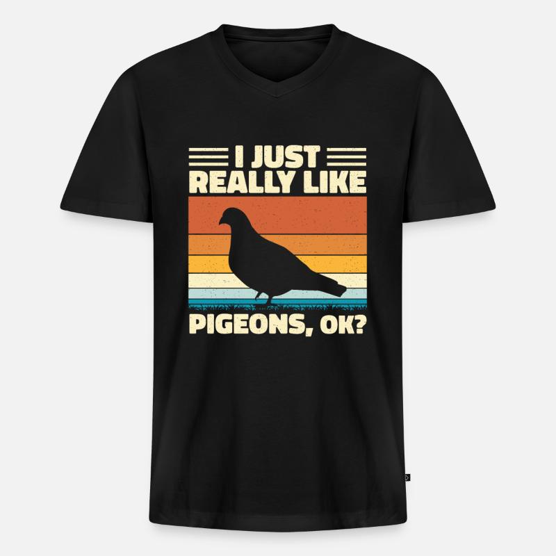 Ich mag Tauben einfach sehr - Männer Premium Bio T-Shirt mit V-Ausschnitt - Schwarz