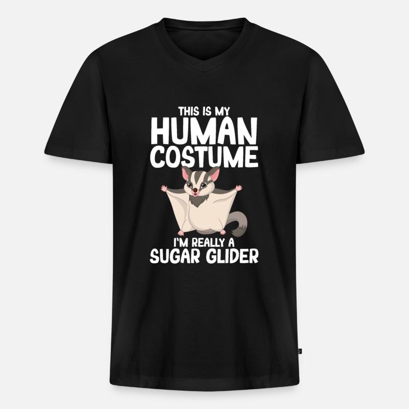 Sugar Glider Flughörnchen - Männer Premium Bio T-Shirt mit V-Ausschnitt - Schwarz