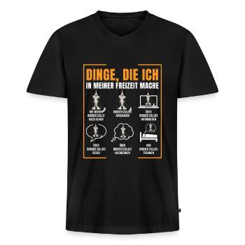 Border Collie - Männer Premium Bio T-Shirt mit V-Ausschnitt - Schwarz - Vorne - Nico (187cm)