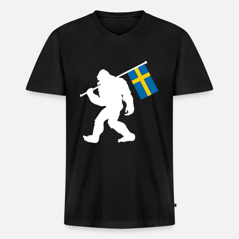 Schweden - Männer Premium Bio T-Shirt mit V-Ausschnitt - Schwarz