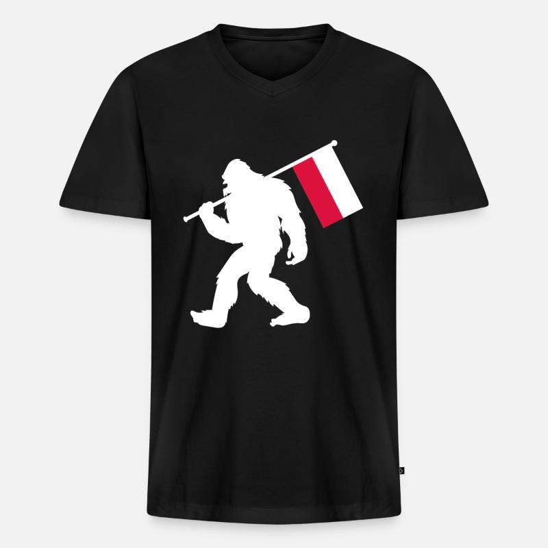 Polen - Männer Premium Bio T-Shirt mit V-Ausschnitt - Schwarz