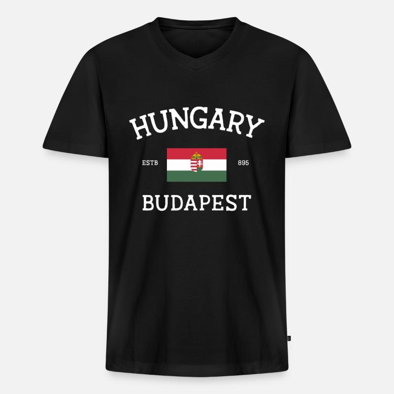 Ungarn - Männer Premium Bio T-Shirt mit V-Ausschnitt - Schwarz