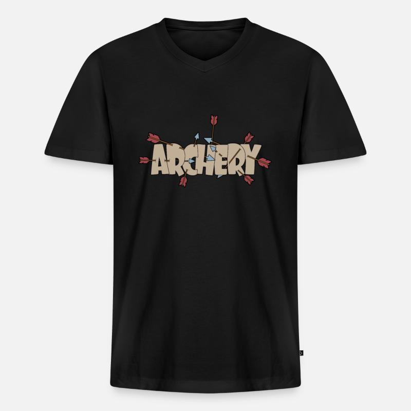 Bogenschießen - Männer Premium Bio T-Shirt mit V-Ausschnitt - Schwarz