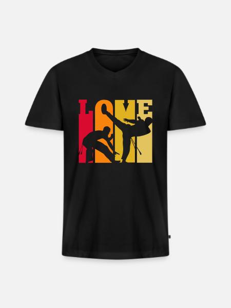 Capoeira Love Retro - Men's Premium Organic T-shirt with V-neck - black