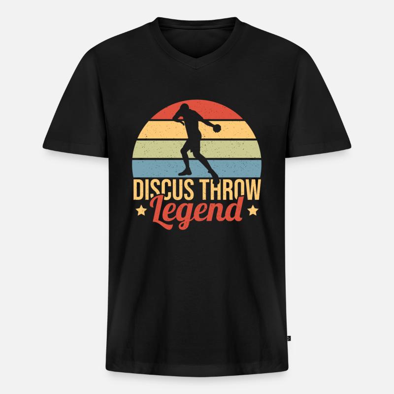 Diskuswerfen Diskuswerfer Geschenk - Männer Premium Bio T-Shirt mit V-Ausschnitt - Schwarz
