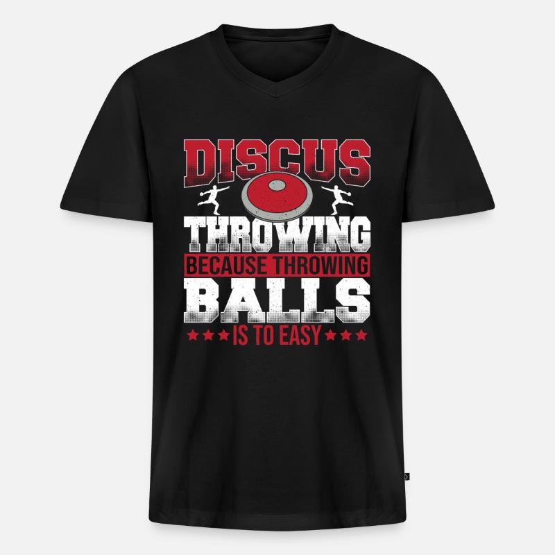 Diskuswerfen Diskuswerfer Geschenk - Männer Premium Bio T-Shirt mit V-Ausschnitt - Schwarz