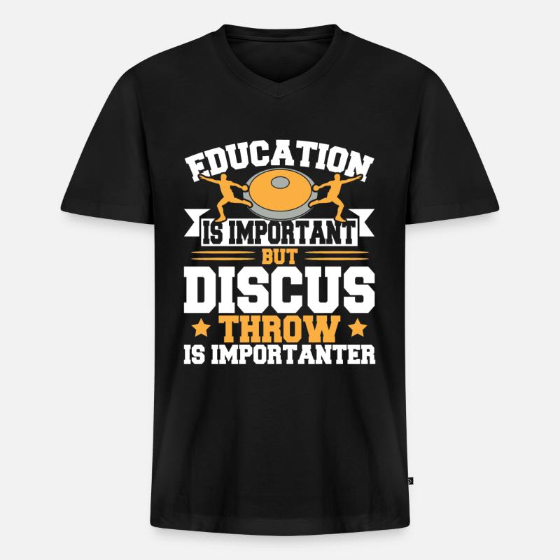 Diskuswerfen Diskuswerfer Geschenk - Männer Premium Bio T-Shirt mit V-Ausschnitt - Schwarz
