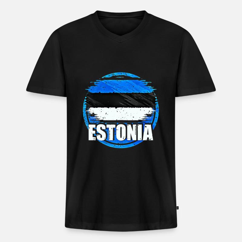Estland - Männer Premium Bio T-Shirt mit V-Ausschnitt - Schwarz