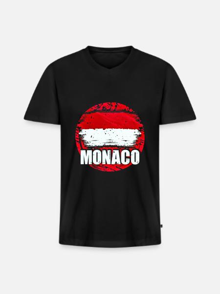 Monaco - Men's Premium Organic T-shirt with V-neck - black