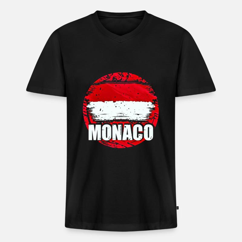 Monaco - Männer Premium Bio T-Shirt mit V-Ausschnitt - Schwarz