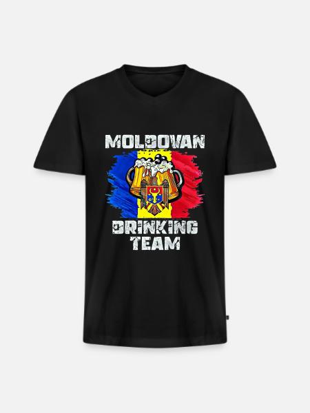 Moldavien Trink Team - Männer Premium Bio T-Shirt mit V-Ausschnitt - Schwarz