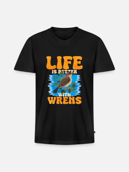 Wren Bird - Men's Premium Organic T-shirt with V-neck - black