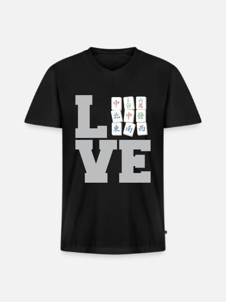 Gift for Mahjong Fans - Men's Premium Organic T-shirt with V-neck - black