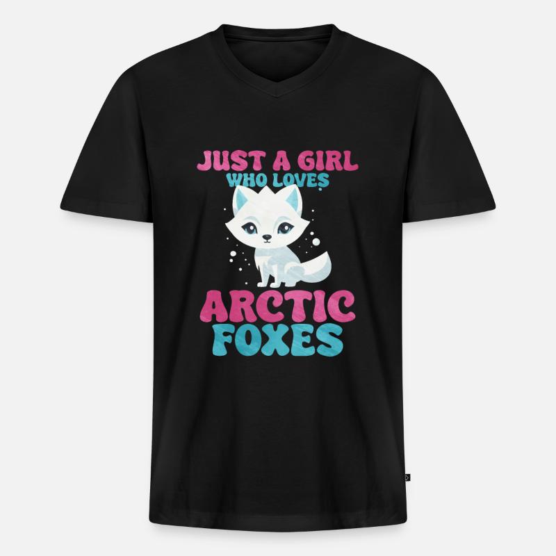 Niedliches Polarfuchs-Geschenk - Männer Premium Bio T-Shirt mit V-Ausschnitt - Schwarz
