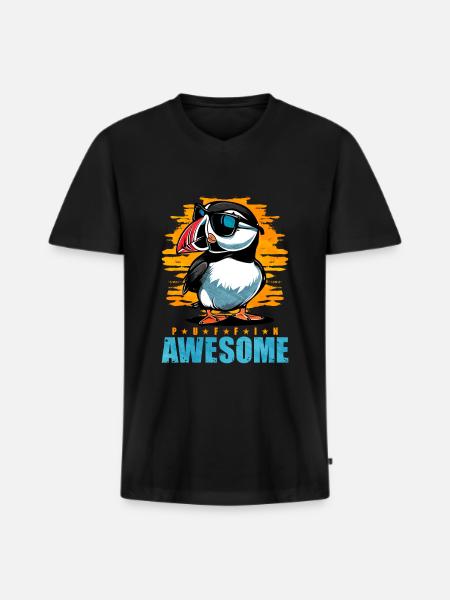 Puffin Bird Gift - Men's Premium Organic T-shirt with V-neck - black