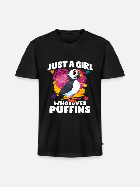 Puffin Bird Gift - Men's Premium Organic T-shirt with V-neck - black