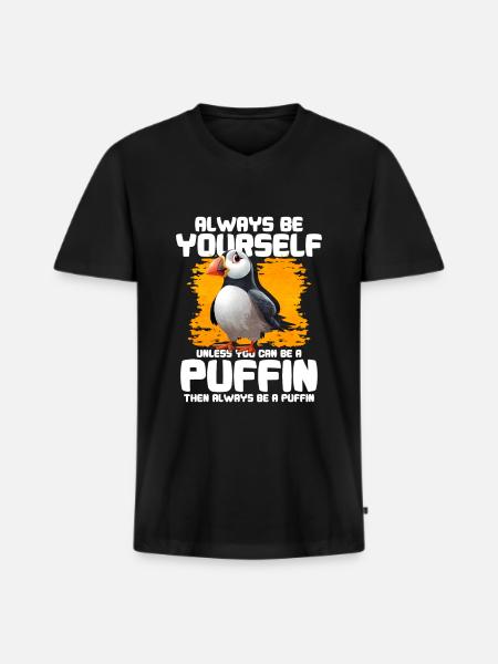 Puffin Bird Gift - Men's Premium Organic T-shirt with V-neck - black