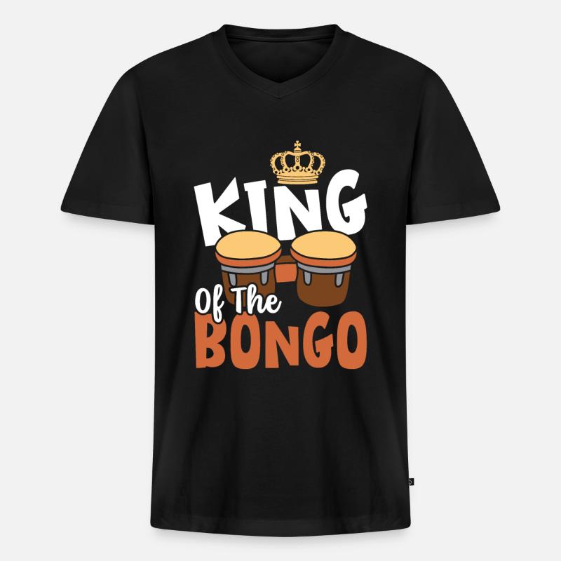 Bongo Musik Geschenk - Männer Premium Bio T-Shirt mit V-Ausschnitt - Schwarz