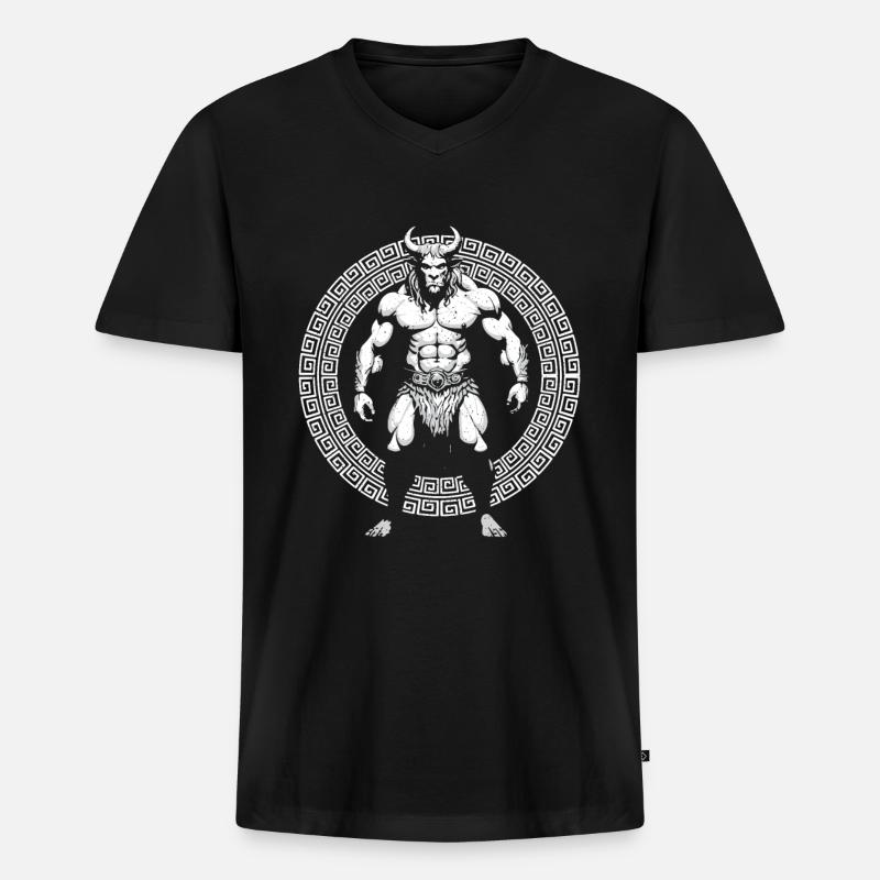 Halbbull-Minotaurus-Geschenk - Männer Premium Bio T-Shirt mit V-Ausschnitt - Schwarz