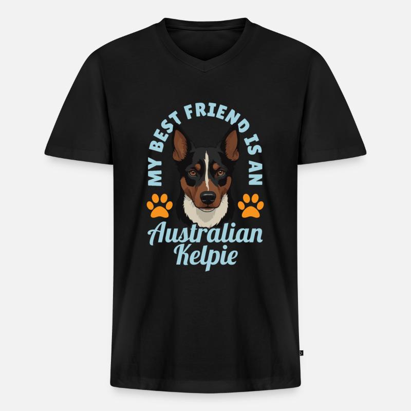 Kelpie-Hund-Geschenk - Männer Premium Bio T-Shirt mit V-Ausschnitt - Schwarz